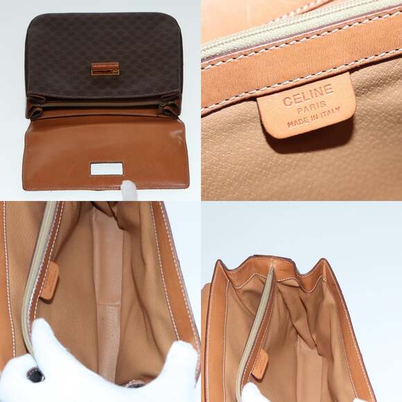 CELINE Macadam Canvas Hand Bag Pvc Leather Brown Gold - Picture 12 of 13